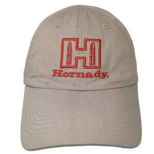 Hornady Baseball Cap Beige Red Hat OS Embroidered Adjustable Cotton Strapback